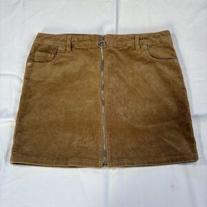 Love Tree Woman's Brown Corduroy Zip Front Mini-Skirt Size Large